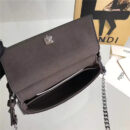 FENDI 1765 17新款小牛皮彩色铆钉包 两面开合 双F扣链条包 白拼啡色