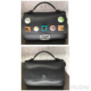 FENDI 1765 17新款小牛皮彩色铆钉包 两面开合 双F扣链条包 黑色彩色铆钉