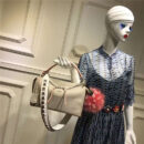 FENDI 芬迪 8762 2017新款 牛皮女士单肩手提包 罗马波士顿包 米白色