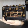 FENDI 芬迪 305B 金钻GOLD EDITION小牛皮迷你 双F扣链条包肩背包 黑色