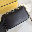 FENDI 芬迪 305B 金钻GOLD EDITION小牛皮迷你 双F扣链条包肩背包 黑色