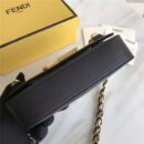 FENDI 芬迪 305B 金钻GOLD EDITION小牛皮迷你 双F扣链条包肩背包 黑色