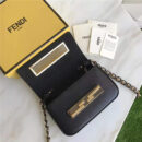 FENDI 芬迪 305B 金钻GOLD EDITION小牛皮迷你 双F扣链条包肩背包 黑色