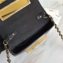 FENDI 芬迪 305B 金钻GOLD EDITION小牛皮迷你 双F扣链条包肩背包 黑色