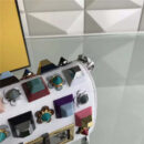 FENDI 芬迪305 彩钻花MINI 3BAGUETTE 小牛皮双F扣链条包肩背包 白色