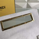 FENDI 芬迪305 彩钻花MINI 3BAGUETTE 小牛皮双F扣链条包肩背包 白色