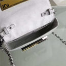 FENDI 芬迪305 彩钻花MINI 3BAGUETTE 小牛皮双F扣链条包肩背包 白色