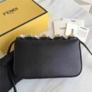 FENDI 芬迪 305A 水晶钻GOLD EDITION小牛皮迷你 双F扣链条包肩背包 黑色