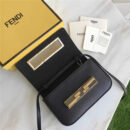 FENDI 芬迪 305A 水晶钻GOLD EDITION小牛皮迷你 双F扣链条包肩背包 黑色
