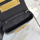 FENDI 芬迪 305A 水晶钻GOLD EDITION小牛皮迷你 双F扣链条包肩背包 黑色