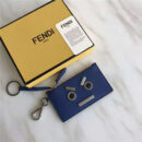 FENDI 芬迪 0235皮质配金属装饰小牛皮三夹层卡片套 零钱包 钥匙包 蓝色