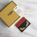 FENDI 芬迪 0166 升级版小怪兽眼睛柔软平纹皮卡片夹 红黑拼色黄眼