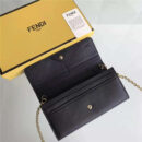 FENDI 芬迪 0251 2017新款南非小牛皮多功能长款铆钉链条包斜跨包 黑色铆钉