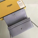 FENDI 芬迪 0251 2017新款南非小牛皮多功能长款铆钉链条包斜跨包 灰色彩钉
