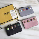 FENDI 芬迪 1513 2017新款女士皮质铆钉装饰短款拉链零钱包 灰色