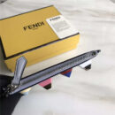 FENDI 芬迪 1513 2017新款女士皮质铆钉装饰短款拉链零钱包 灰色