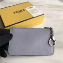 FENDI 芬迪 1513 2017新款女士皮质铆钉装饰短款拉链零钱包 灰色
