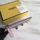 FENDI 芬迪 1513 2017新款女士皮质铆钉装饰短款拉链零钱包钥匙包 樱花粉