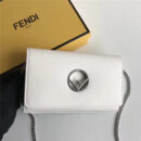 FENDI 芬迪 004 2017秋冬新款 真皮翻盖迷你链条手袋手拿包 白色