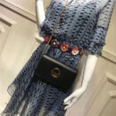 FENDI 芬迪 004 2017秋冬新款 真皮翻盖迷你链条手袋手拿包 黑色