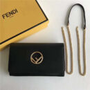 FENDI 芬迪 004 2017秋冬新款 真皮翻盖迷你链条手袋手拿包 黑色