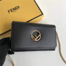 FENDI 芬迪 004 2017秋冬新款 真皮翻盖迷你链条手袋手拿包 黑色