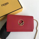 FENDI 芬迪 004 2017秋冬新款 真皮翻盖迷你链条手袋手拿包 红色