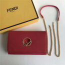 FENDI 芬迪 004 2017秋冬新款 真皮翻盖迷你链条手袋手拿包 红色