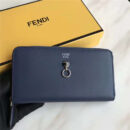 Fendi 芬迪 0212 2017年最新设计小牛皮拉链长夹 金属环 蓝色