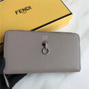 Fendi 芬迪 0212 2017年最新设计小牛皮拉链长夹 金属环 大象灰