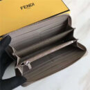 Fendi 芬迪 0212 2017年最新设计小牛皮拉链长夹 金属环 大象灰