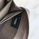 Fendi 芬迪 0212 2017年最新设计小牛皮拉链长夹 金属环 大象灰