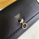 Fendi 芬迪 0383 2017年最新设计柔软平纹小牛皮中夹 金属环 黑色