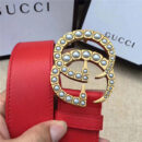 Gucci 原版牛皮搭配原单仿古铜珍珠双G扣头 腰带 彰显超凡品味 顶级精品 红色