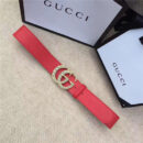 Gucci 原版牛皮搭配原单仿古铜珍珠双G扣头 腰带 彰显超凡品味 顶级精品 红色