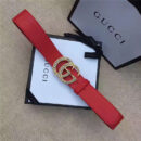 Gucci 原版牛皮搭配原单仿古铜珍珠双G扣头 腰带 彰显超凡品味 顶级精品 红色