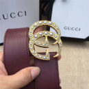 Gucci 原版牛皮搭配原单仿古铜珍珠双G扣头 腰带 彰显超凡品味 顶级精品 棕红色