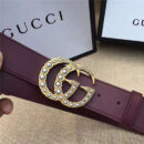 Gucci 原版牛皮搭配原单仿古铜珍珠双G扣头 腰带 彰显超凡品味 顶级精品 棕红色