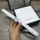 Gucci 新款 进口原版小牛皮压花 女士腰带 双G扣头 双面可用 白色银扣