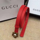 Gucci 新款 原版牛皮 山茶花中间镶珍珠双G 女士腰带 红色