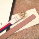Gucci 新款 双G带扣 Sylvie织布真皮腰带 情侣款 白色