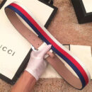 Gucci 新款 双G带扣 Sylvie织布真皮腰带 情侣款 白色