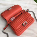 FENDI 芬迪 8769 时装秀款 Micro Baguette 压纹双面链条包 橘红色
