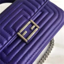 FENDI 芬迪 8769 时装秀款 Micro Baguette 压纹双面链条包 紫色