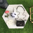 FENDI 芬迪 8770 时装秀款 Micro Baguette 压纹双面链条包 黑色
