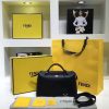 1504524117807605.jpg 149S FENDI 芬迪 2017新款 柔软小牛皮 拼色波士顿手提包挎包 纯黑色