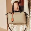 1504537421994680.jpg 149S FENDI 芬迪 2017新款 柔软小牛皮 拼色波士顿手提包挎包 米色拼橙色