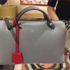 1504537710106538.jpg 149S FENDI 芬迪 2017新款 柔软小牛皮 拼色波士顿手提包挎包 浅灰拼红
