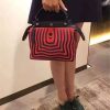8785 FENDI 芬迪 小牛皮时装秀款 水波纹 手提斜跨肩包 红色