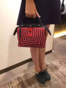 8785 FENDI 芬迪 小牛皮时装秀款 水波纹 手提斜跨肩包 红色